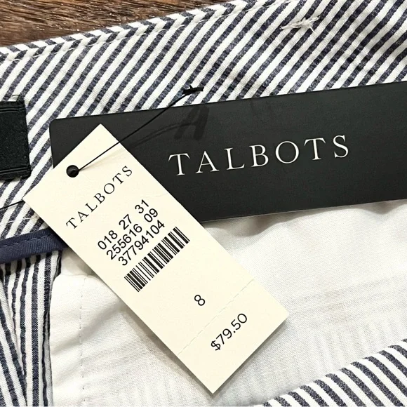 Talbots Navy Striped Seersucker Pencil Skirt Preppy Casual - Picture 10 of 11